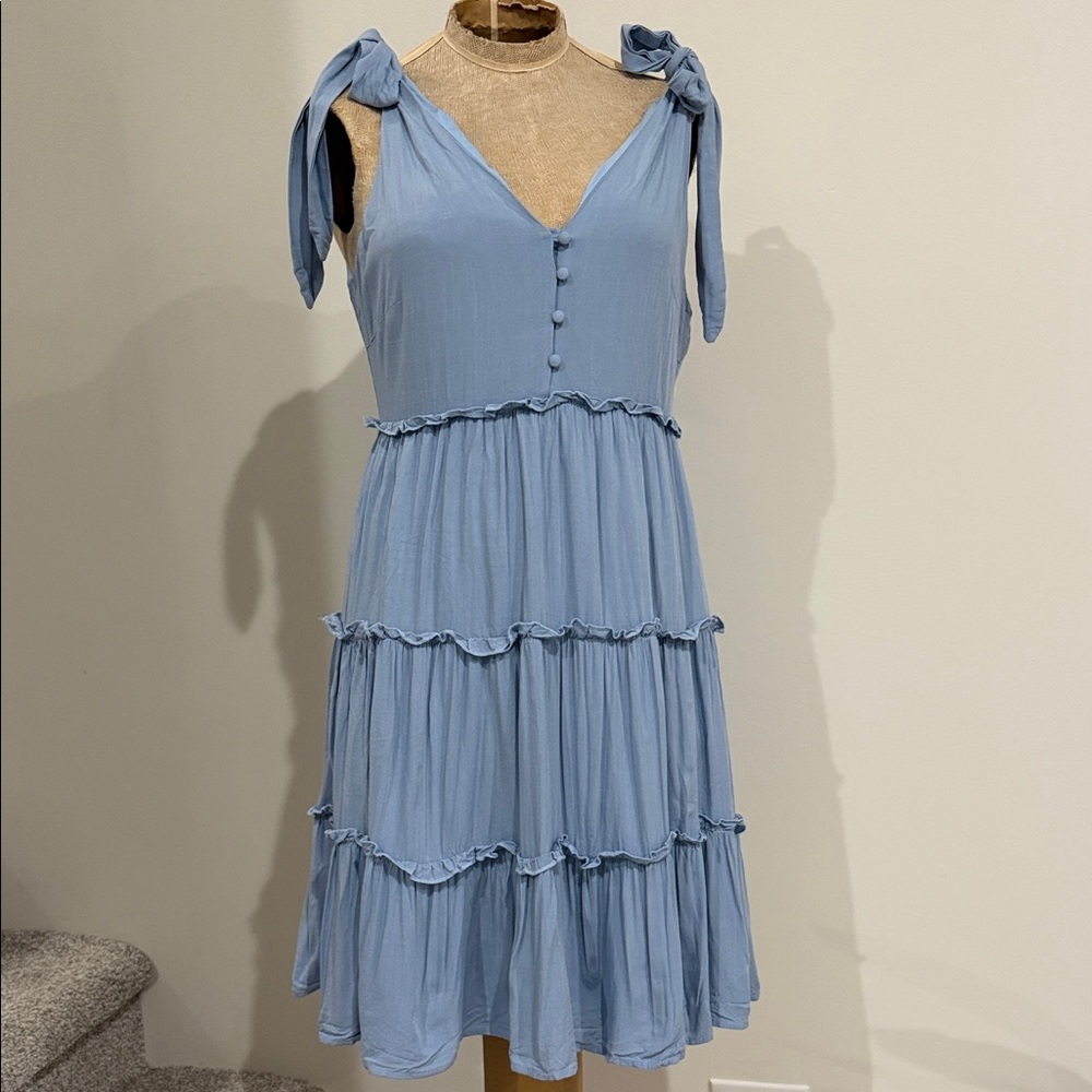 Blue Bow and Button Dress